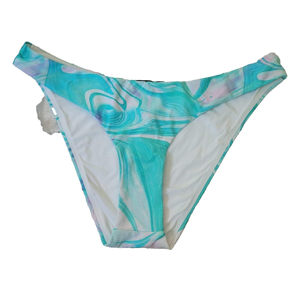 Aqua Swim Bikini Bottom Womens Medium Hipster Marble Print Bathing Suit Swimwear